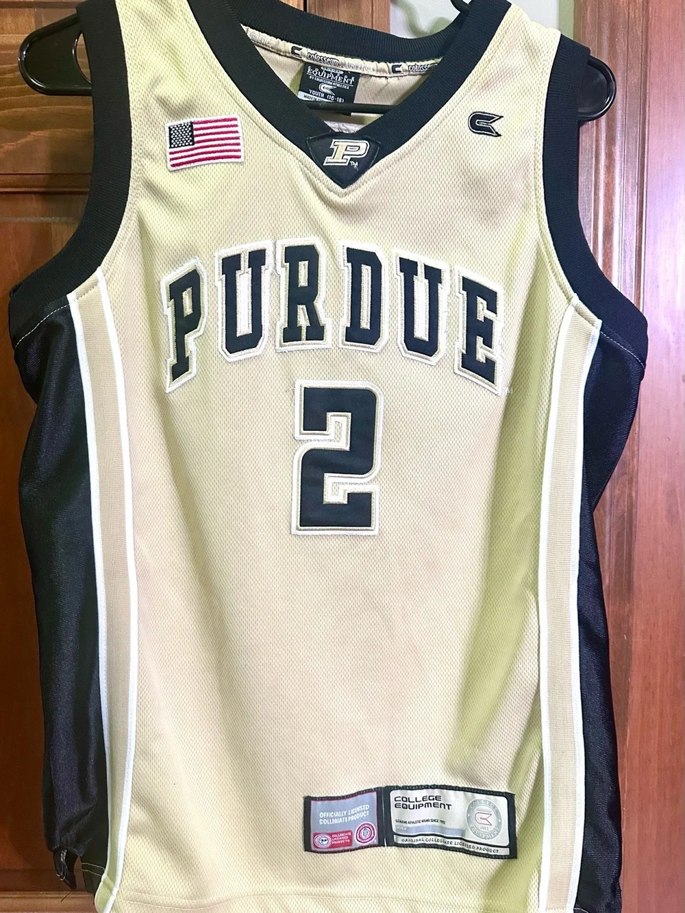 This is a Youth size Large Purdue Boilermakers jersey featuring the number 2